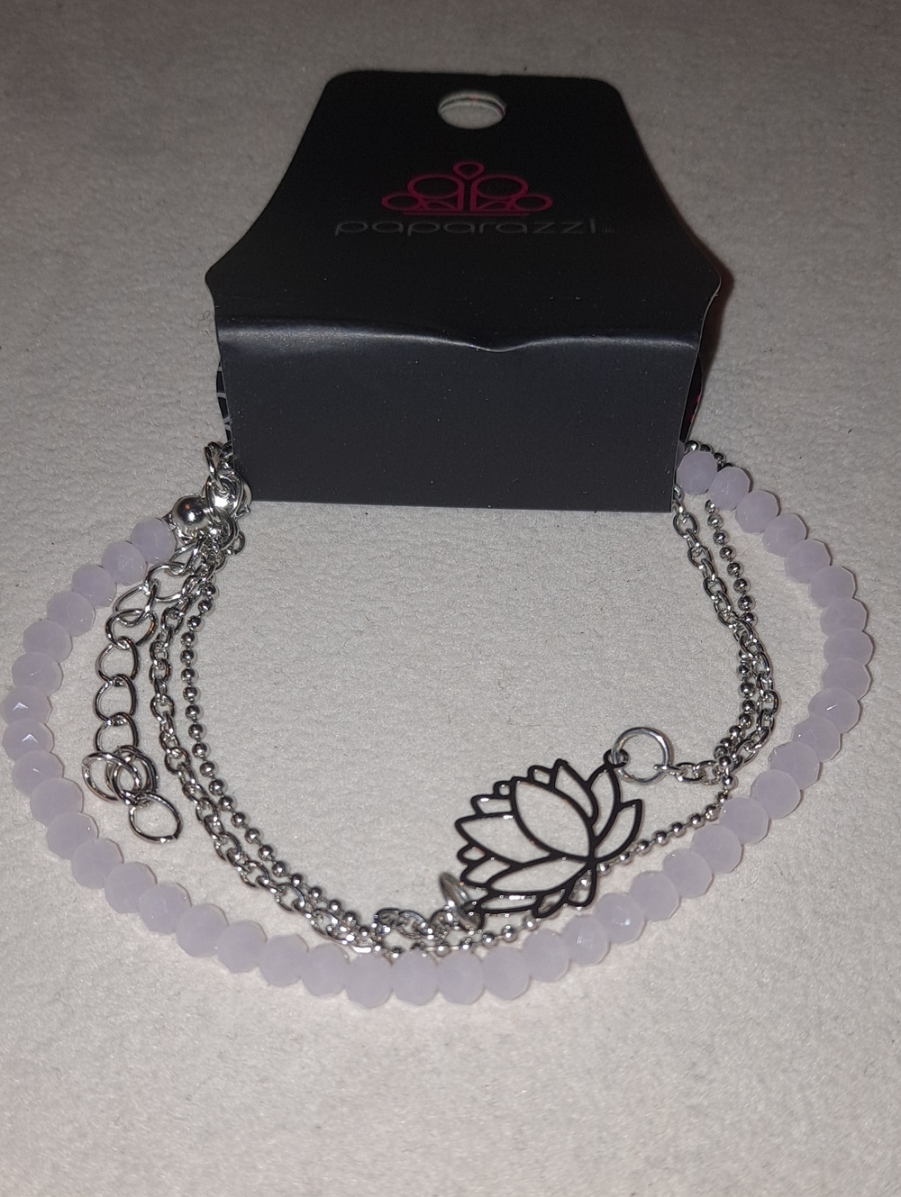 Paparazzi Silver and Light Lotus Layered Bracelet Set